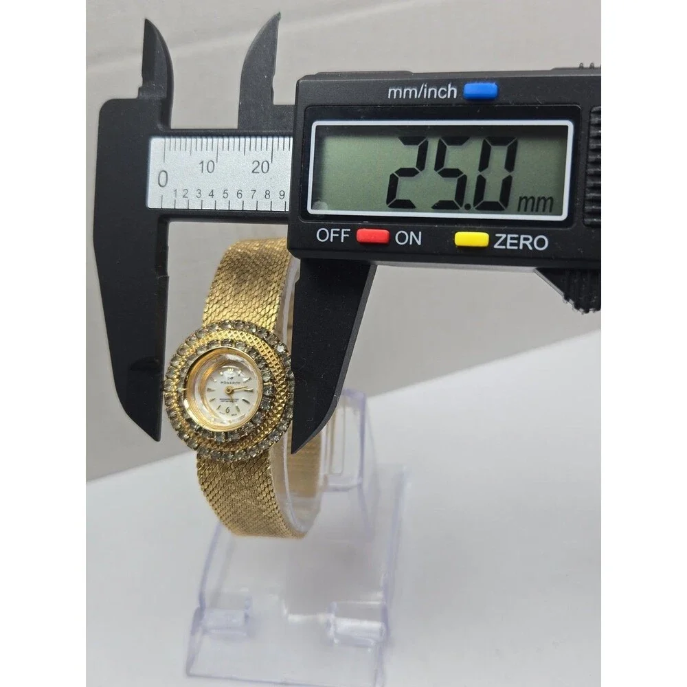 Womens Vintage Monarch Manual Wind Swiss Made Gold Tone Rhinestone Watch Runs